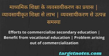 माध्यमिक शिक्षा के व्यवसायीकरण का प्रयास | व्यावसायीकृत शिक्षा से लाभ | व्यवसायीकरण से उत्पन्न समस्या