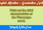 Point out the chief characteristics of the Picaresque novel.