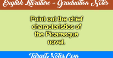 Point out the chief characteristics of the Picaresque novel.