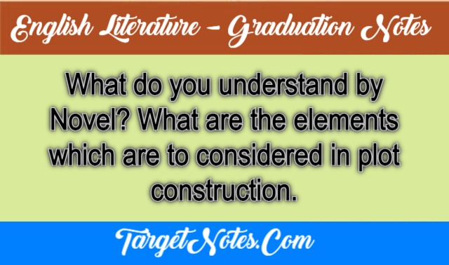 What do you understand by Novel? What are the elements which are to considered in plot construction.