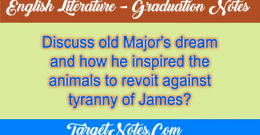 Discuss old Major's dream and how he inspired the animals to revoit against tyranny of James?