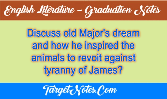 Discuss old Major's dream and how he inspired the animals to revoit against tyranny of James?