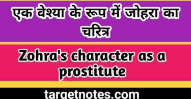 एक वेश्या के रूप में जोहरा का चरित्र | Zohra's character as a prostitute in Hindi