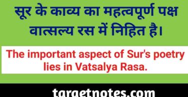 सूर के काव्य का महत्वपूर्ण पक्ष वात्सल्य रस में निहित है।