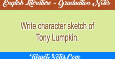 Write character sketch of Tony Lumpkin.