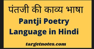 पंतजी की काव्य भाषा | Pantji Poetry Language in Hindi