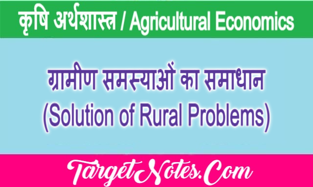 ग्रामीण समस्याओं का समाधान (Solution of Rural Problems)