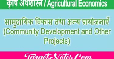 सामुदायिक विकास तथा अन्य प्रायोजनाएँ (Community Development and Other Projects)