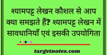 श्यामपट्ट लेखन कौशल से आप क्या समझते हैं? श्यामपट्ट लेखन में सावधानियाँ एवं इसकी उपयोगिता