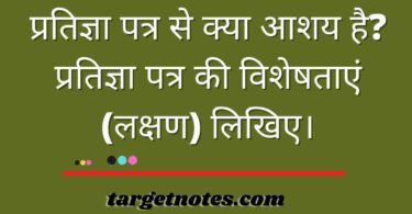 प्रतिज्ञा पत्र से क्या आशय है? प्रतिज्ञा पत्र की विशेषताएं (लक्षण) लिखिए।