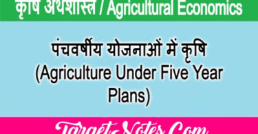 पंचवर्षीय योजनाओं में कृषि (Agriculture Under Five Year Plans)