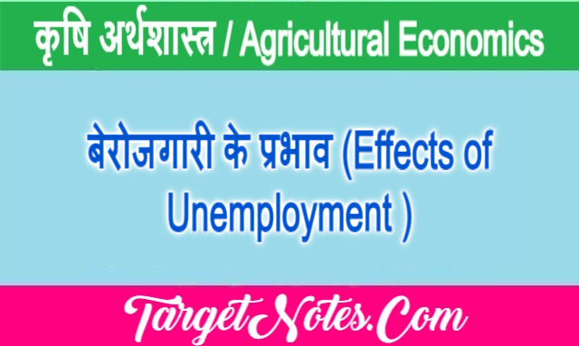 बेरोजगारी के प्रभाव (Effects of Unemployment )