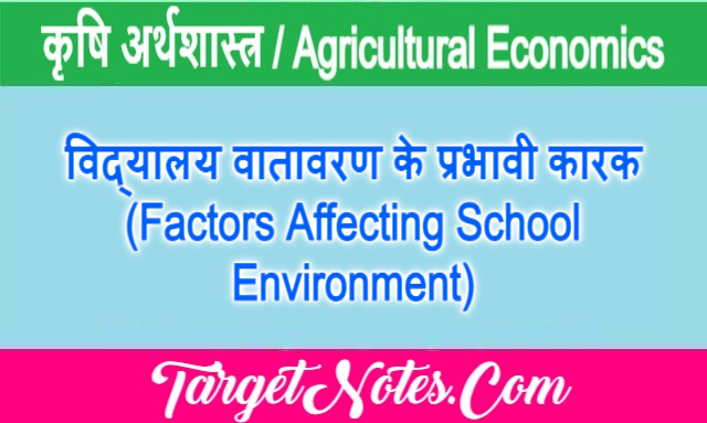 विद्यालय वातावरण के प्रभावी कारक (Factors Affecting School Environment)