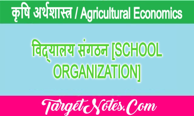 विद्यालय संगठन [SCHOOL ORGANIZATION]