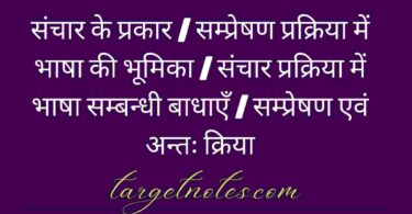 संचार के प्रकार | सम्प्रेषण प्रक्रिया में भाषा की भूमिका | संचार प्रक्रिया में भाषा सम्बन्धी बाधाएँ | सम्प्रेषण एवं अन्तः क्रिया