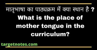 मातृभाषा का पाठ्यक्रम में क्या स्थान है ? What is the place of mother tongue in the curriculum?