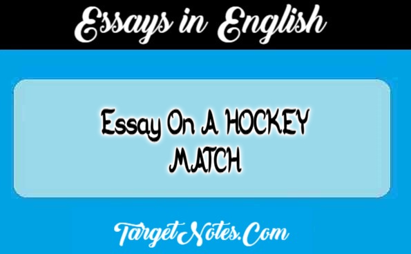 Essay On A HOCKEY MATCH