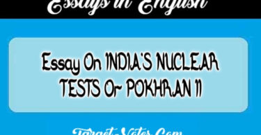 Essay On INDIA'S NUCLEAR TESTS Or POKHRAN II