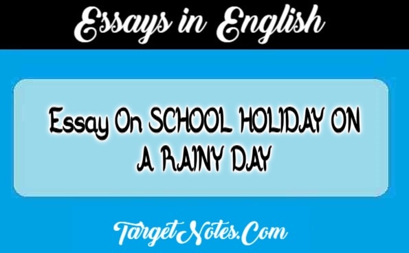 Essay On SCHOOL HOLIDAY ON A RAINY DAY