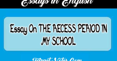 Essay On THE RECESS PERIOD IN MY SCHOOL