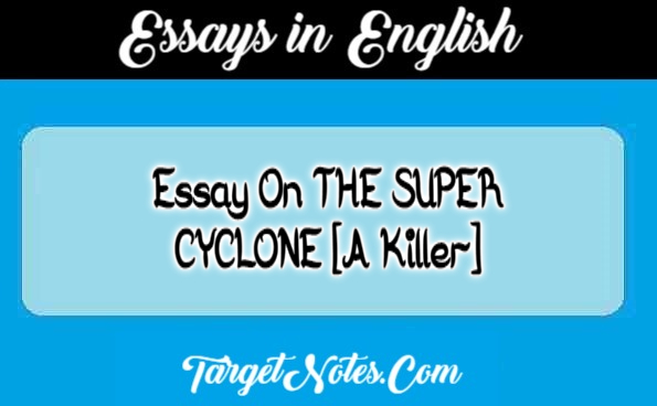 Essay On THE SUPER CYCLONE (A Killer)