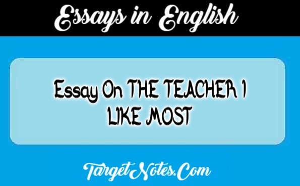 Essay On THE TEACHER I LIKE MOST