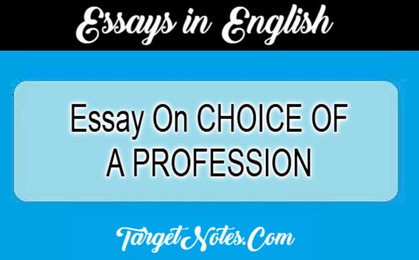 Essay On CHOICE OF A PROFESSION