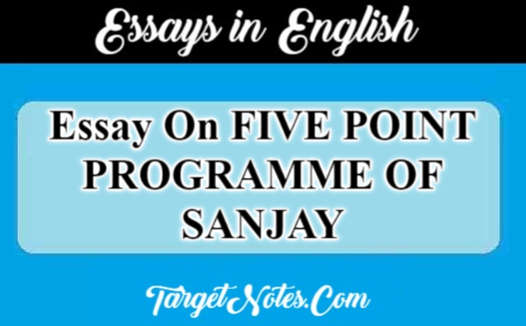 Essay On FIVE POINT PROGRAMME OF SANJAY