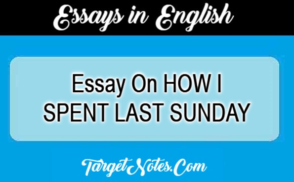 Essay On HOW I SPENT LAST SUNDAY