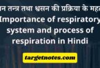श्वसन तन्त्र तथा श्वसन की प्रक्रिया के महत्व | Importance of respiratory system and process of respiration in Hindi