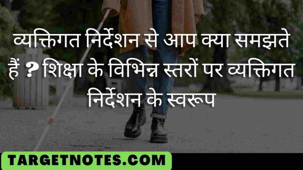 व्यक्तिगत निर्देशन से आप क्या समझते हैं ? शिक्षा के विभिन्न स्तरों पर व्यक्तिगत निर्देशन के स्वरूप