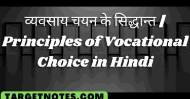 व्यवसाय चयन के सिद्धान्त | Principles of Vocational Choice in Hindi