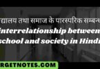 विद्यालय तथा समाज के पारस्परिक सम्बन्ध | interrelationship between school and society in Hindi