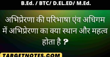 अभिप्रेरणा की परिभाषा एंव अधिगम में अभिप्रेरणा का क्या स्थान और महत्व होता है ?