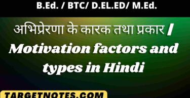 अभिप्रेरणा के कारक तथा प्रकार | Motivation factors and types in Hindi