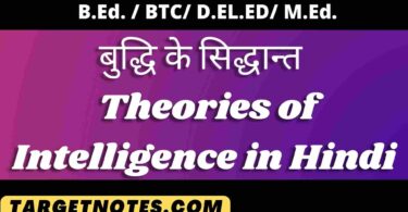 बुद्धि के सिद्धान्त | Theories of Intelligence in Hindi