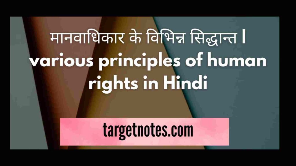 मानवाधिकार के विभिन्न सिद्धान्त | various principles of human rights in Hindi