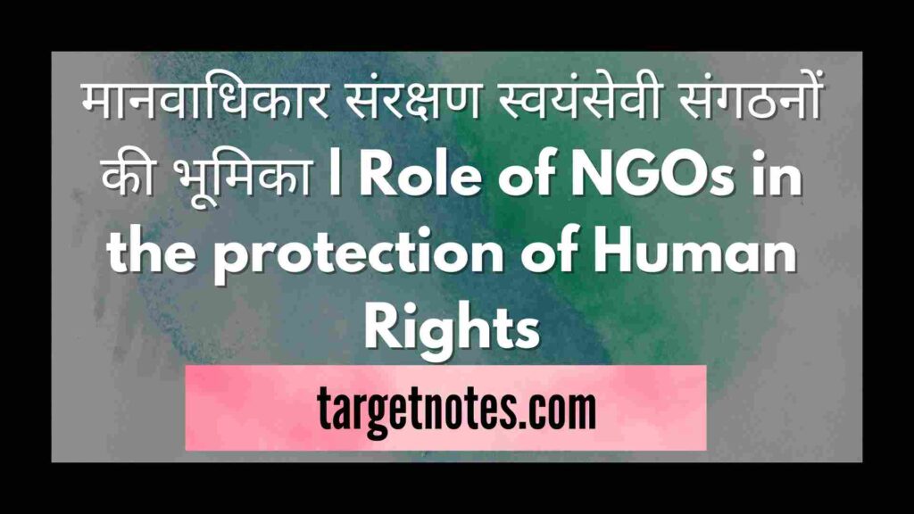 मानवाधिकार संरक्षण स्वयंसेवी संगठनों की भूमिका | Role of NGOs in the protection of Human Rights