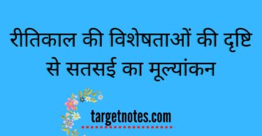 रीतिकाल की विशेषताओं की दृष्टि से सतसई का मूल्यांकन