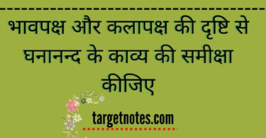 भावपक्ष और कलापक्ष की दृष्टि से घनानन्द के काव्य की समीक्षा कीजिए