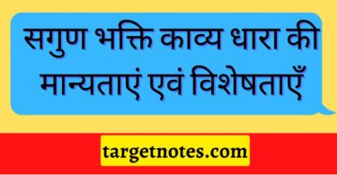 सगुण भक्ति काव्य धारा की मान्यताएं एवं विशेषताएँ