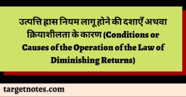 उत्पत्ति ह्रास नियम लागू होने की दशाएँ अथवा क्रियाशीलता के कारण (Conditions or Causes of the Operation of the Law of Diminishing Returns)