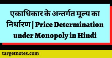 एकाधिकार के अन्तर्गत मूल्य का निर्धारण | Price Determination under Monopoly in Hindi