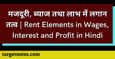 मजदूरी, ब्याज तथा लाभ में लगान तत्व | Rent Elements in Wages, Interest and Profit in Hindi