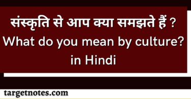 संस्कृति से आप क्या समझते हैं ? What do you mean by culture? in Hindi