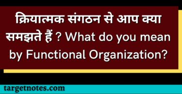 क्रियात्मक संगठन से आप क्या समझते हैं ? What do you mean by Functional Organization?