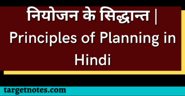 नियोजन के सिद्धान्त | Principles of Planning in Hindi