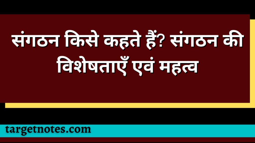 संगठन किसे कहते हैं? संगठन की विशेषताएँ एवं महत्व