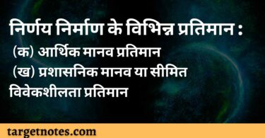 निर्णय निर्माण के विभिन्न प्रतिमान : (क) आर्थिक मानव प्रतिमान (ख) प्रशासनिक मानव या सीमित विवेकशीलता प्रतिमान