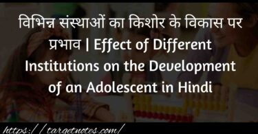 विभिन्न संस्थाओं का किशोर के विकास पर प्रभाव | Effect of Different Institutions on the Development of an Adolescent in Hindi